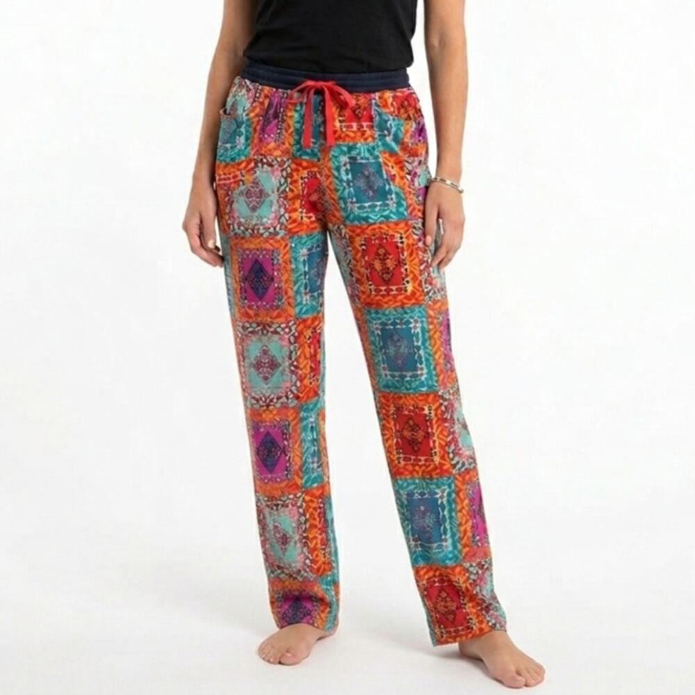 Josie Natori colorful floral pajama lounge pants size XS
